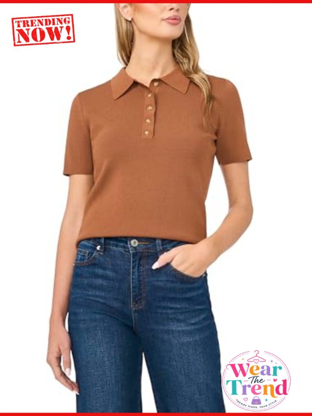 Short Sleeve Polo Collar Knit Top Relaxed Fit Smart Casual